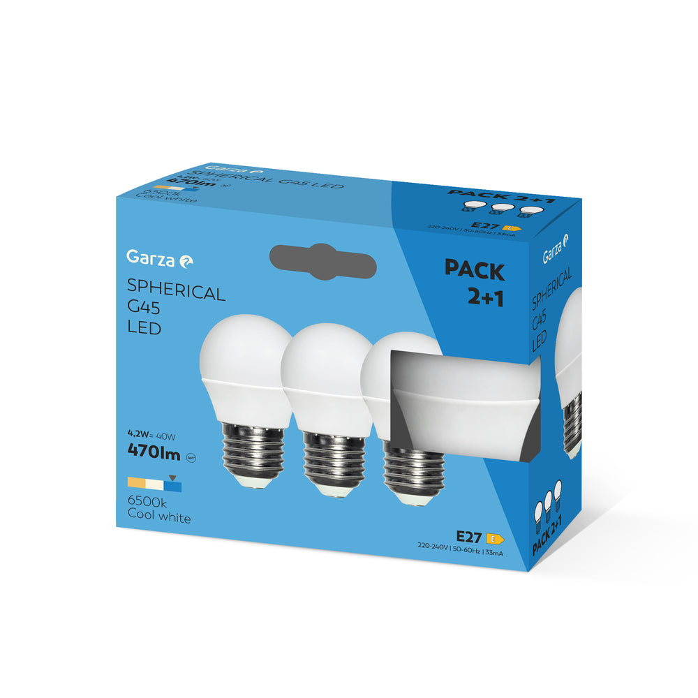 Bombilla Led SMD Esférica G45 E27 470lm 4,2W 65K 2+1