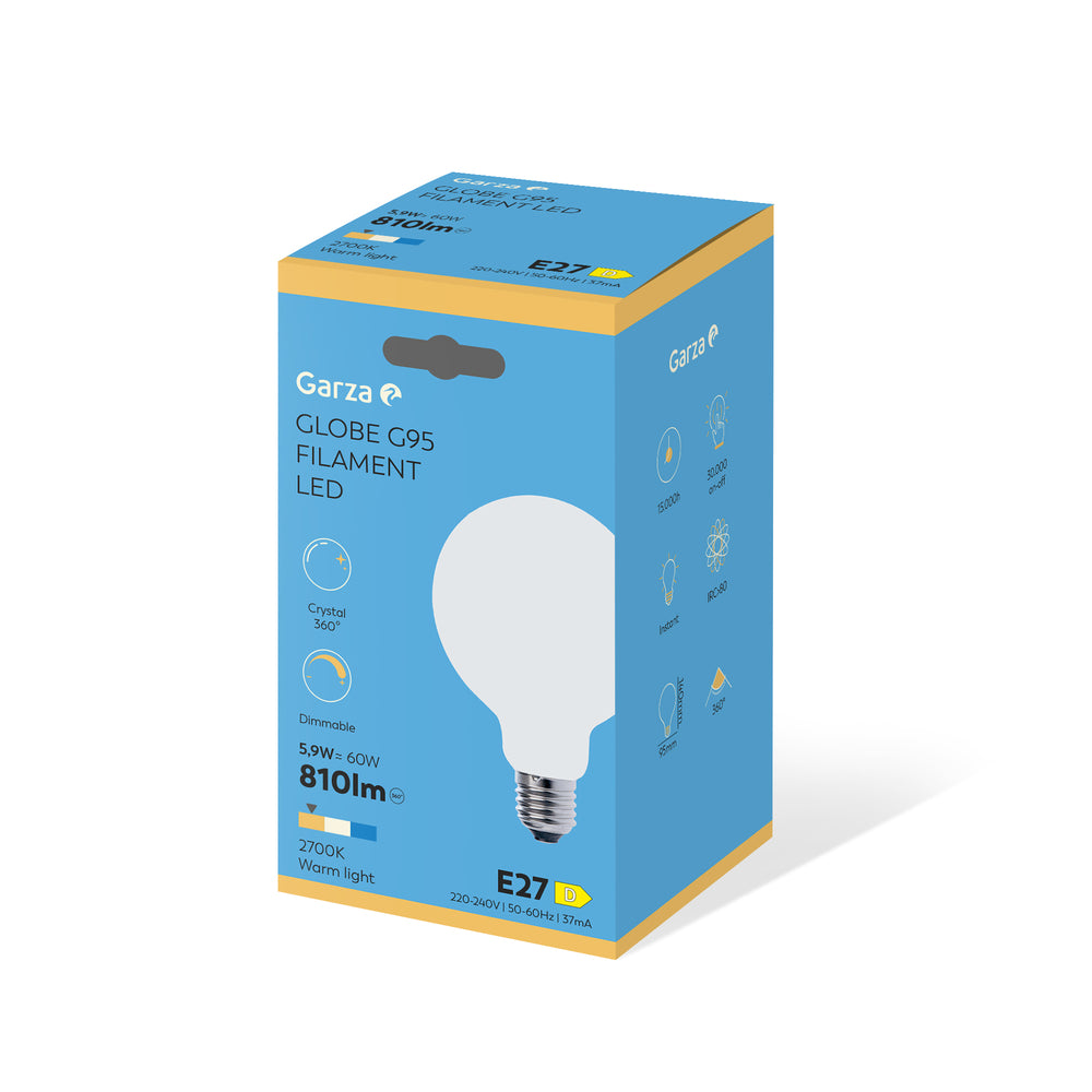 Bombilla Led Filamento Opal Globo G95 E27, 7W, 806 lúmenes, 2700K