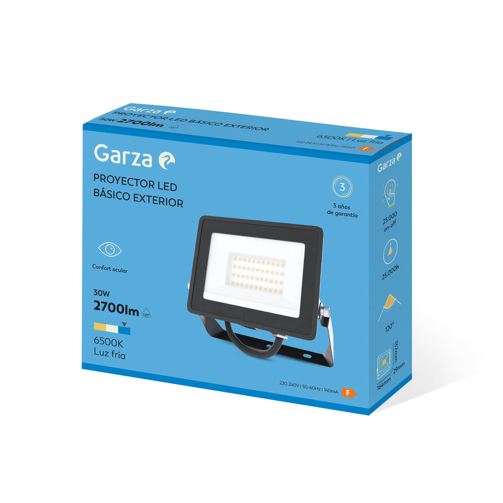 Foco Led Basic de Exterior, 30W, 2830 Lúmenes, 6500K, 1 Und.