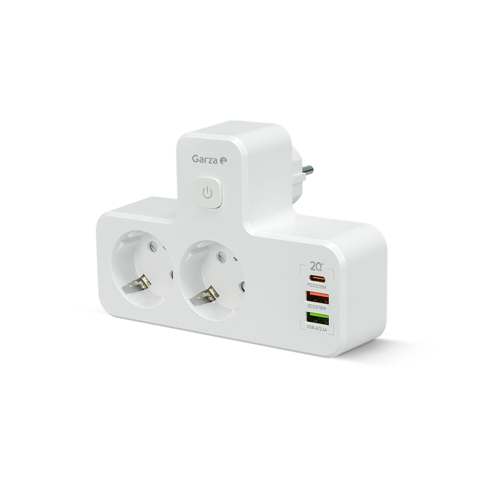 Adaptador de Enchufe Doble Frontal con carga rápida y luz de noche