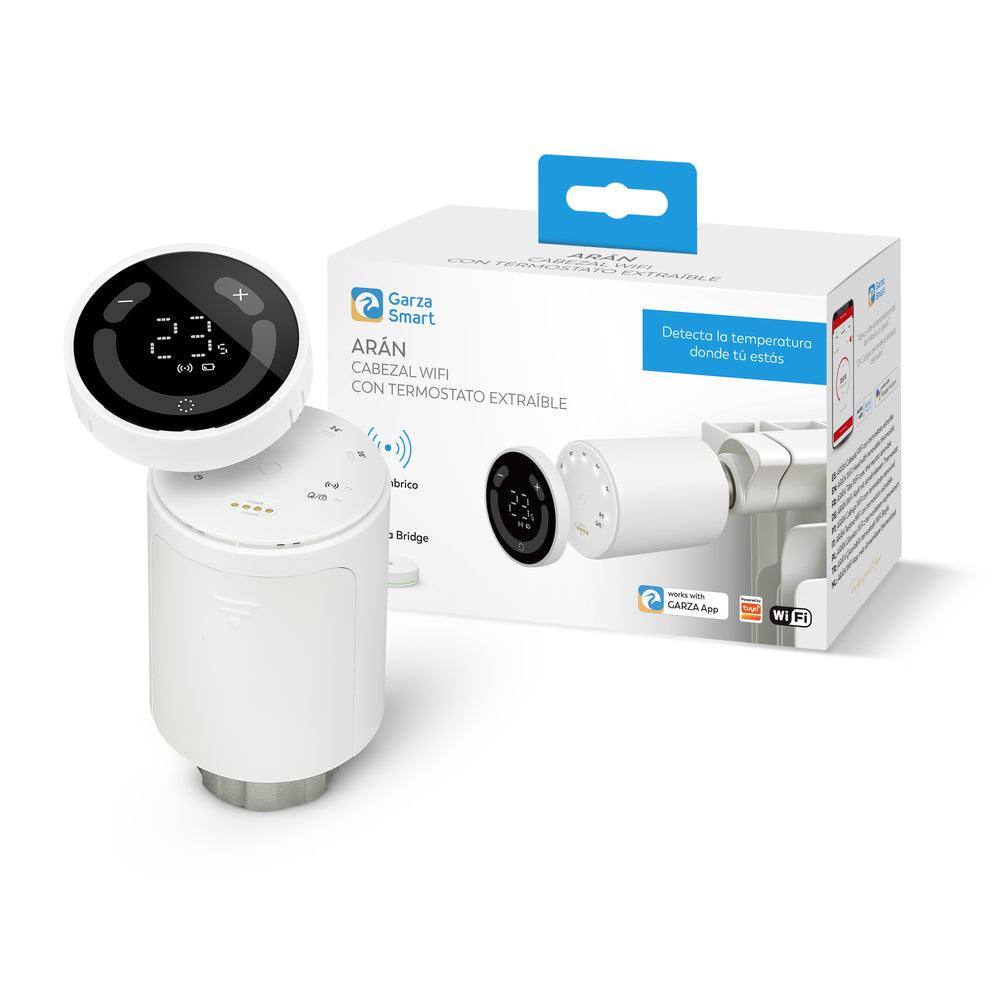 Cabezal wifi Arán con termostato extraible para calefacción central. Accesorio compatible con el Kit de inicio.
