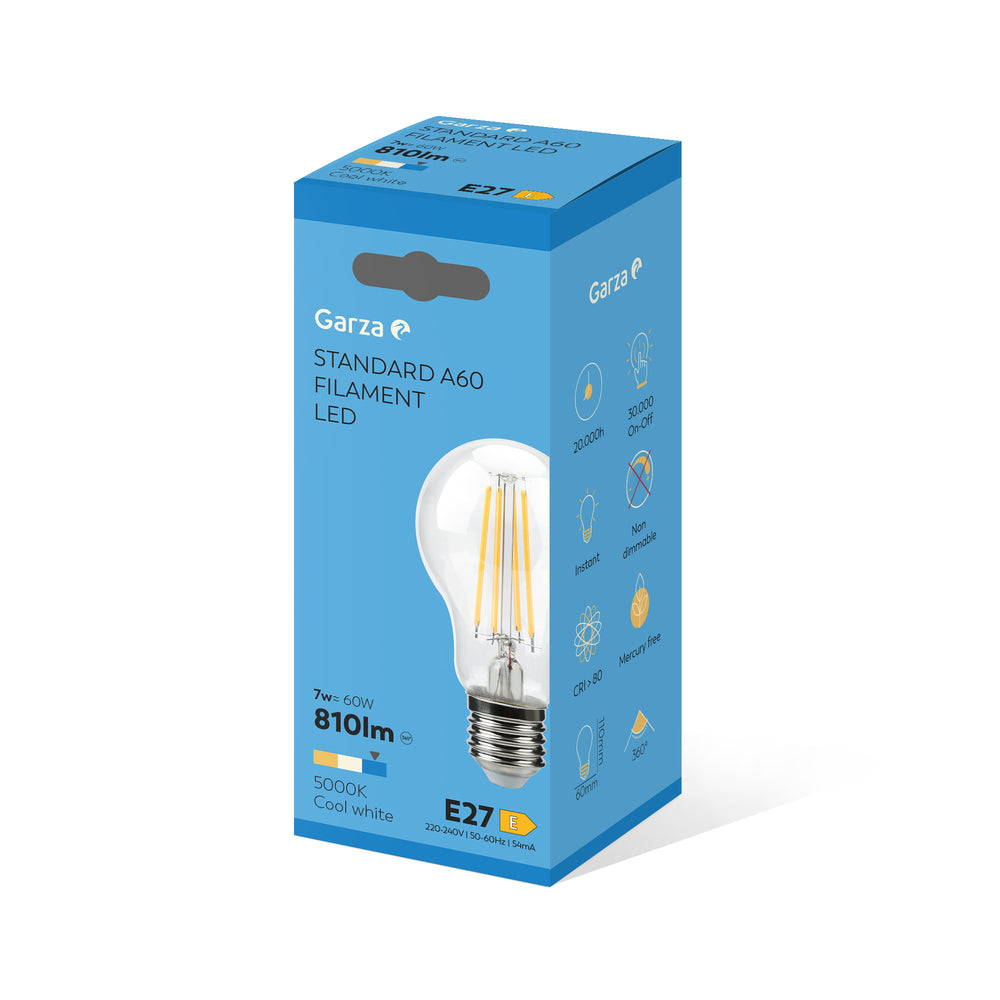 Bombilla Led Filamento Clear Estándar E27 7W 806 lúmenes, 5000K