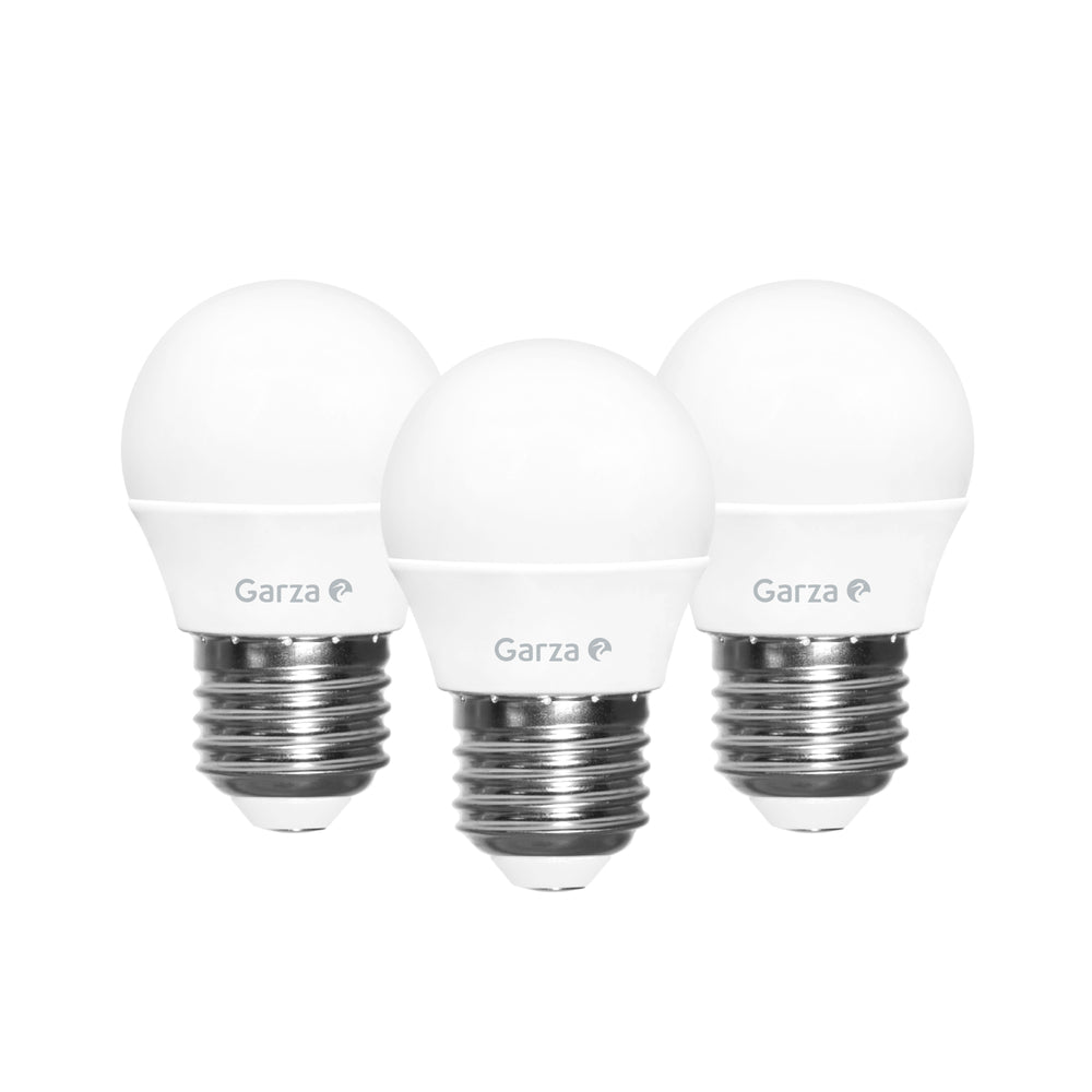 - Bombilla LED Estándar G45, Casquillo E27, Luz fría (6500k), 12W, 470 Lúmenes, Ángulo de Luz de 220º, CRI 80 (Pack 2+1).