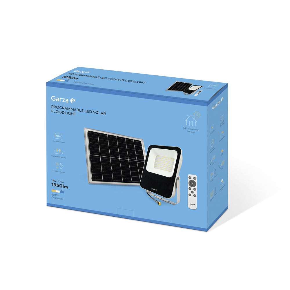 Foco Solar con Sensor Crepuscular con mando 120W, 1950 lúmenes, 6500K