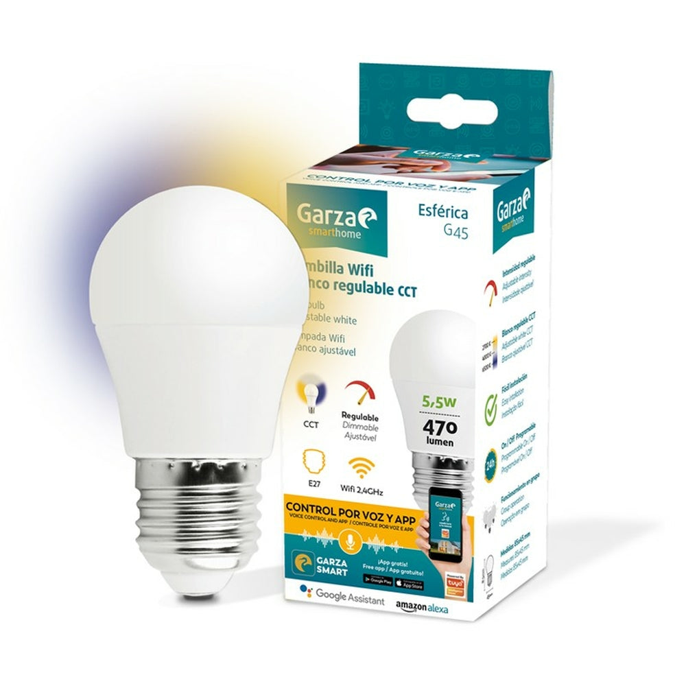 Bombilla Wifi  Esférica  E27, 5.5W | 470 Lúmenes, CCT, 1 ud