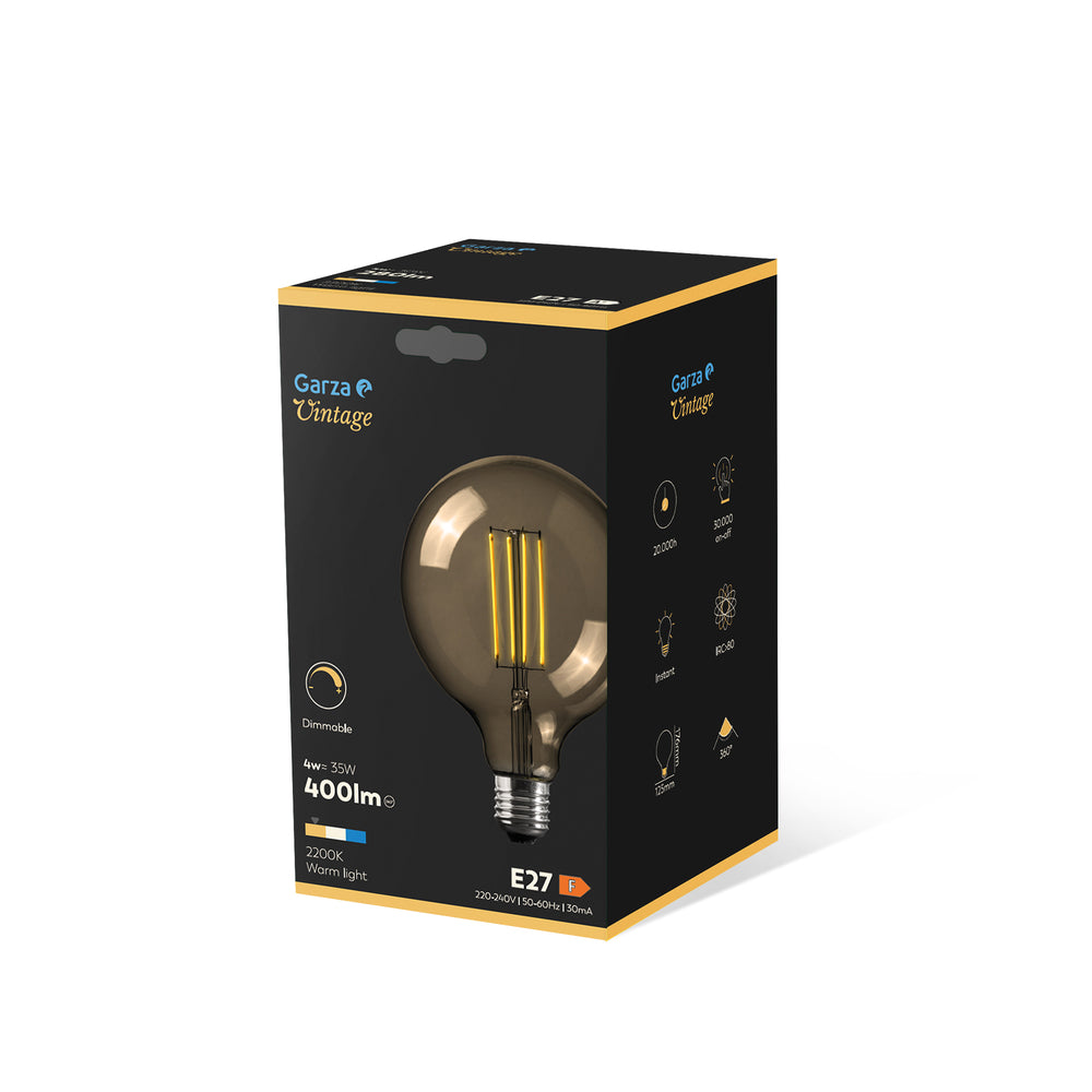 Bombilla Led Filamento Gold Regulable G125 E27, 280 lúmenes, 2200K