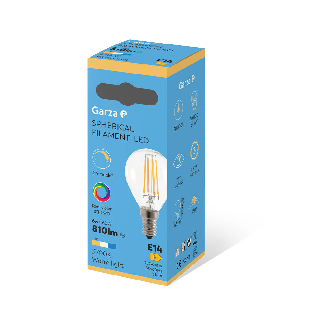 Bombilla Led Filamento Clear P45 E27 Regulable Cri90