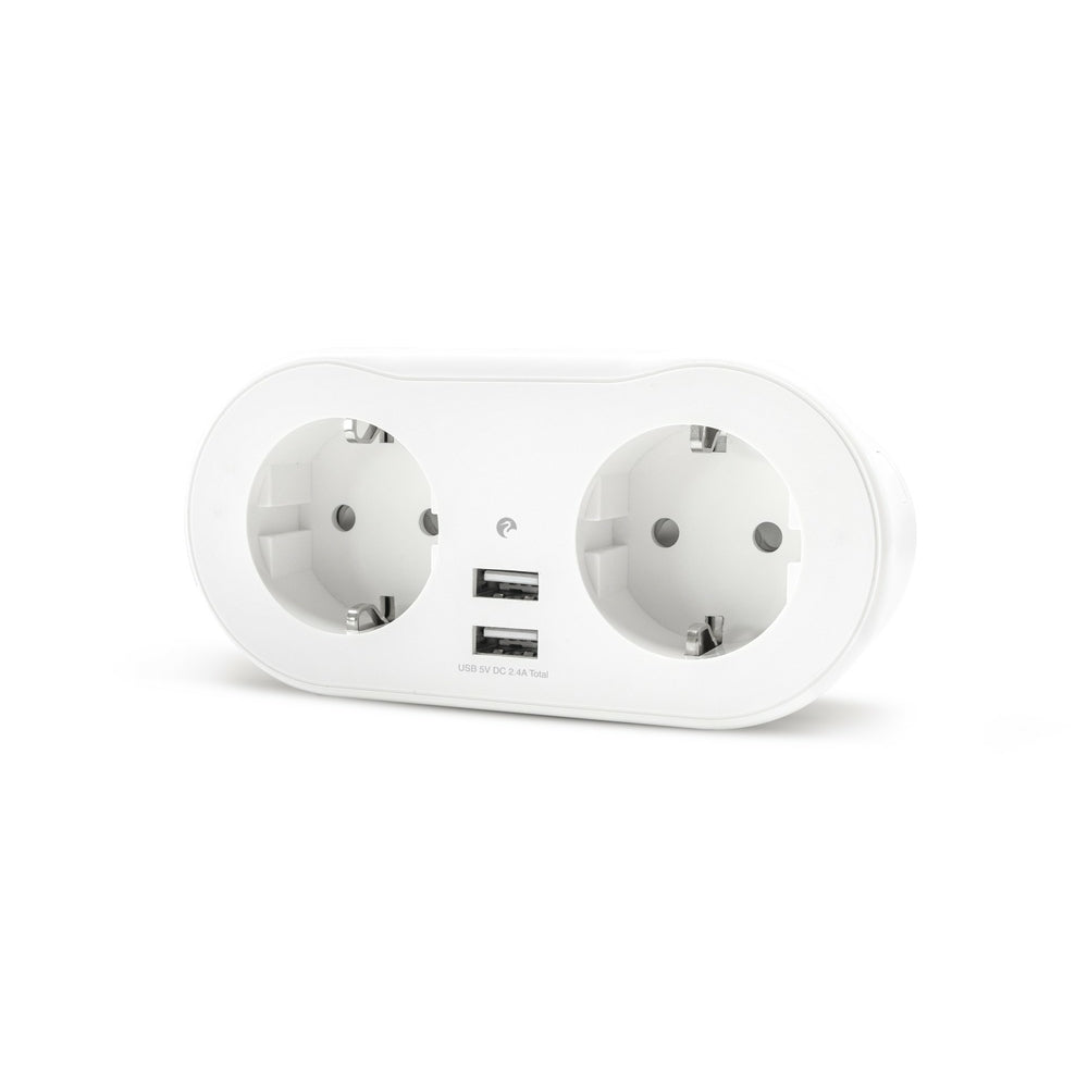 Enchufe Doble Wifi, Con 2 Tomas Y 2 Puertos Usb