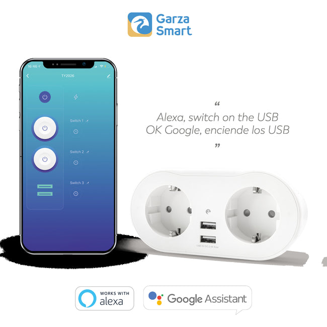 Enchufe Doble Wifi, Con 2 Tomas Y 2 Puertos Usb - Características