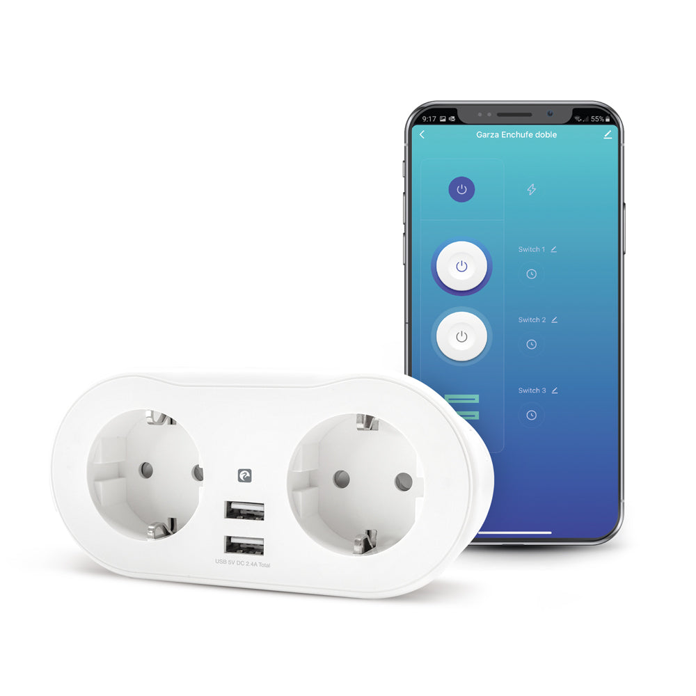 Enchufe Doble Wifi, Con 2 Tomas Y 2 Puertos Usb (2)