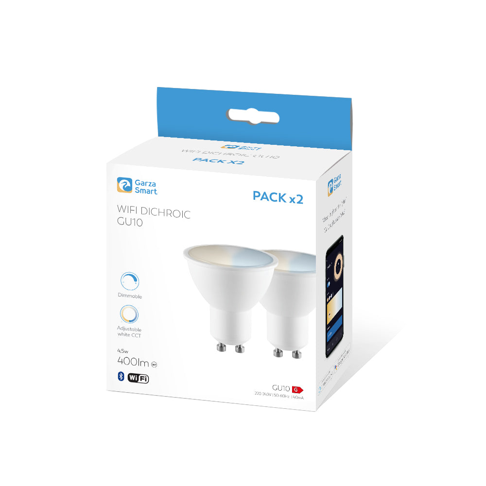 Bombilla Wifi Dicroica Gu10 Cct Regulable (2) & Bombilla Wifi  GU10, 4,5W | 400 Lúmenes, CCT, 1 ud