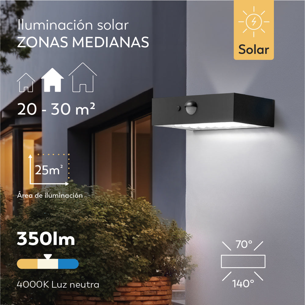 Lámpara de pared para exterior con placa solar David (2)