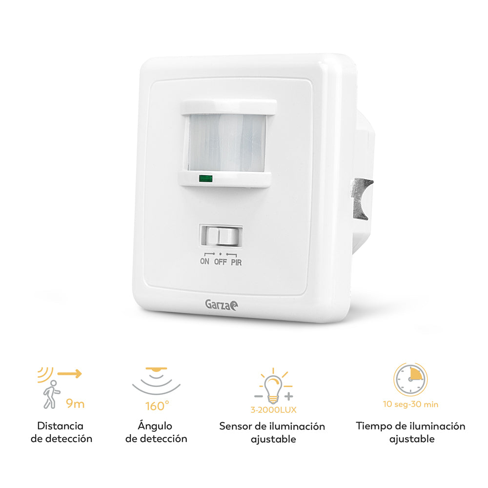 Detector De Movimiento Infrarrojo De Pared Empotrable 160º (3)
