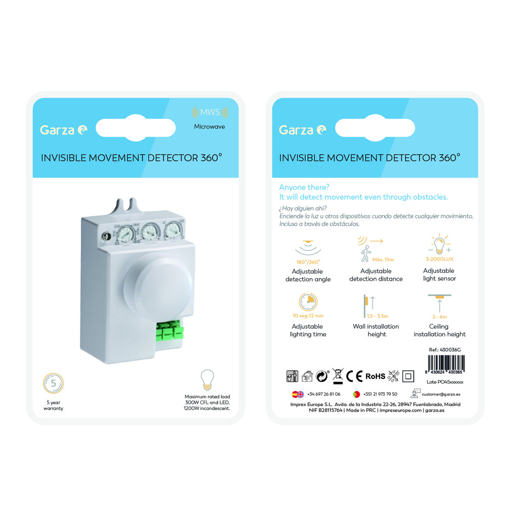 Detector De Movimiento Invisible 360º