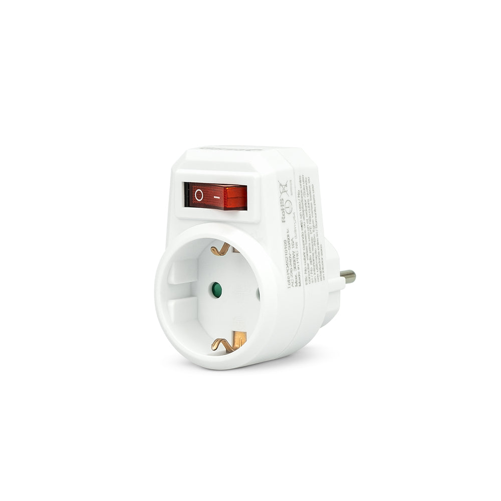 Adaptador Con Interruptor (1) & Enchufe de pared  de 1 toma con interruptor