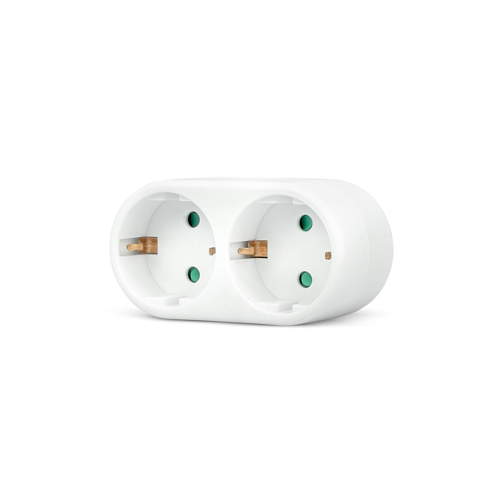 Adaptador De Enchufe De Pared Doble Frontal Schuko (1)