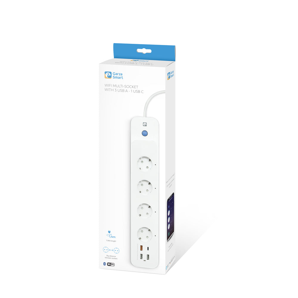 Regleta Wifi Con Interruptor, 4 Tomas + 2 Usb A, Usb C Y Usb 3.0 Carga Rápida