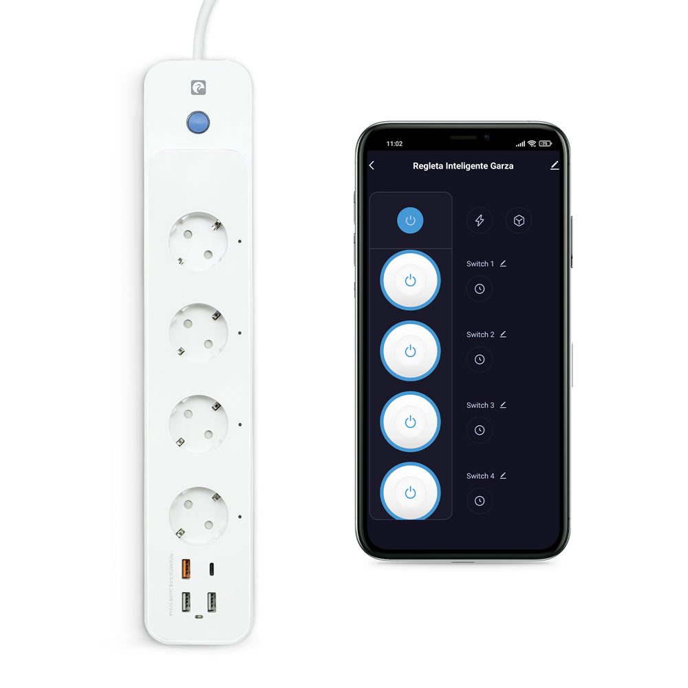 Regleta Wifi Con Interruptor, 4 Tomas + 2 Usb A, Usb C Y Usb 3.0 Carga Rápida (4)