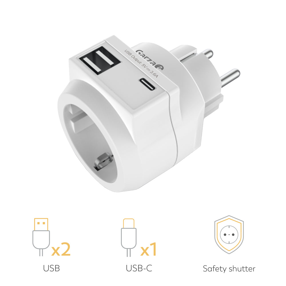 Garza Adaptador Schuko 2Usb +1Usbc (3)