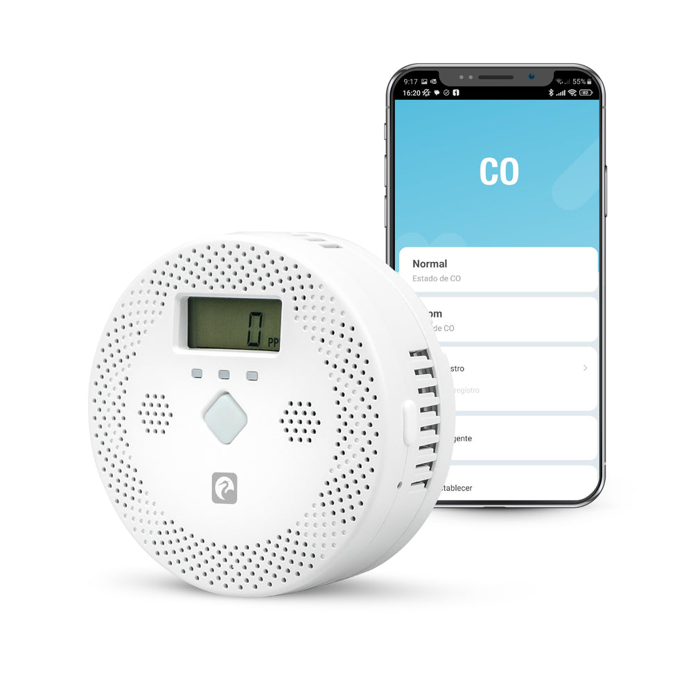 Detector Monóxido de Carbono Inteligente Wifi & Detector CO Smart Home + 2 Pilas AA