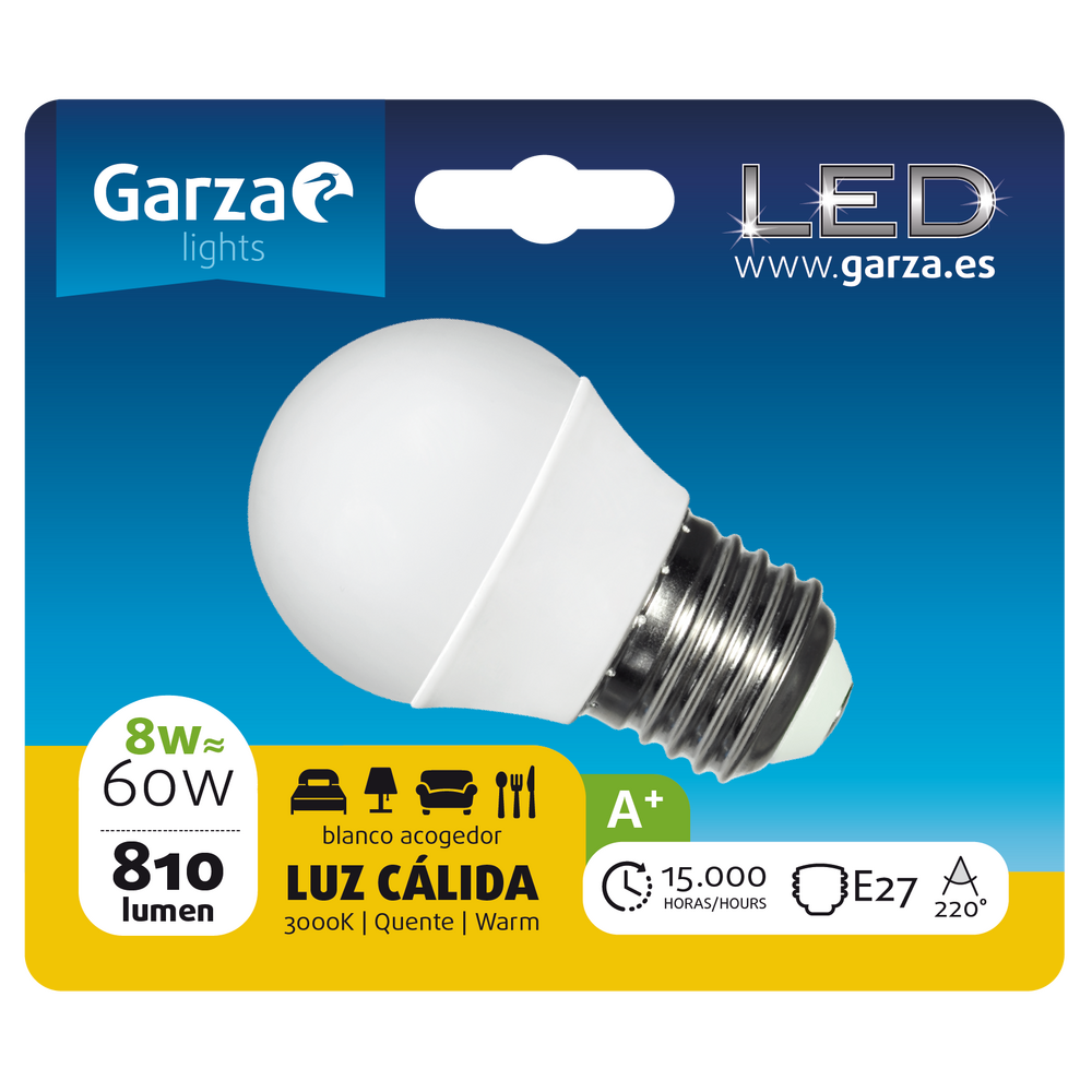 Garza Bombilla Led Smd Esférica G45 E27