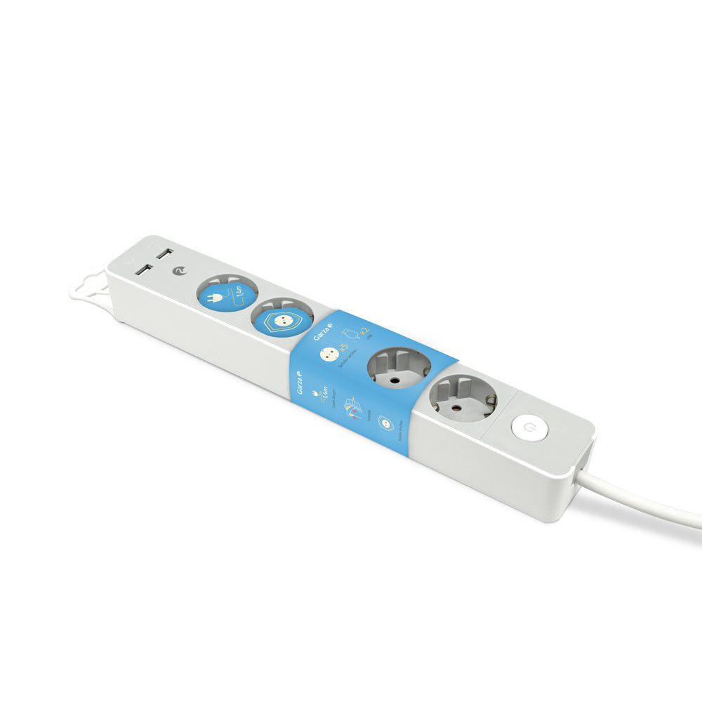 Base 5T C/Int Design Grey 1,4m Flat plug + 2USB