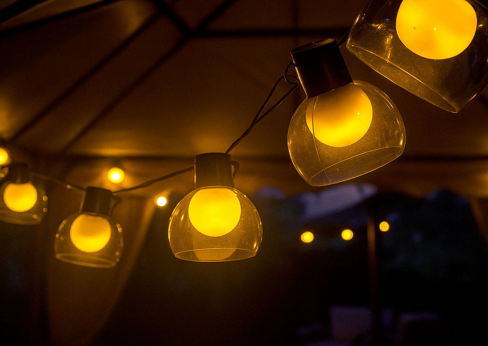 Guirnalda solar Helios con globos de cristal ahumado - Lifestyle