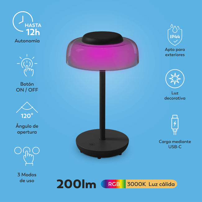 Lampara de sobremesa RGB RETRO - Características