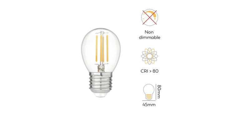 Bombilla Led Filamento Clear Esférica G45 E27
