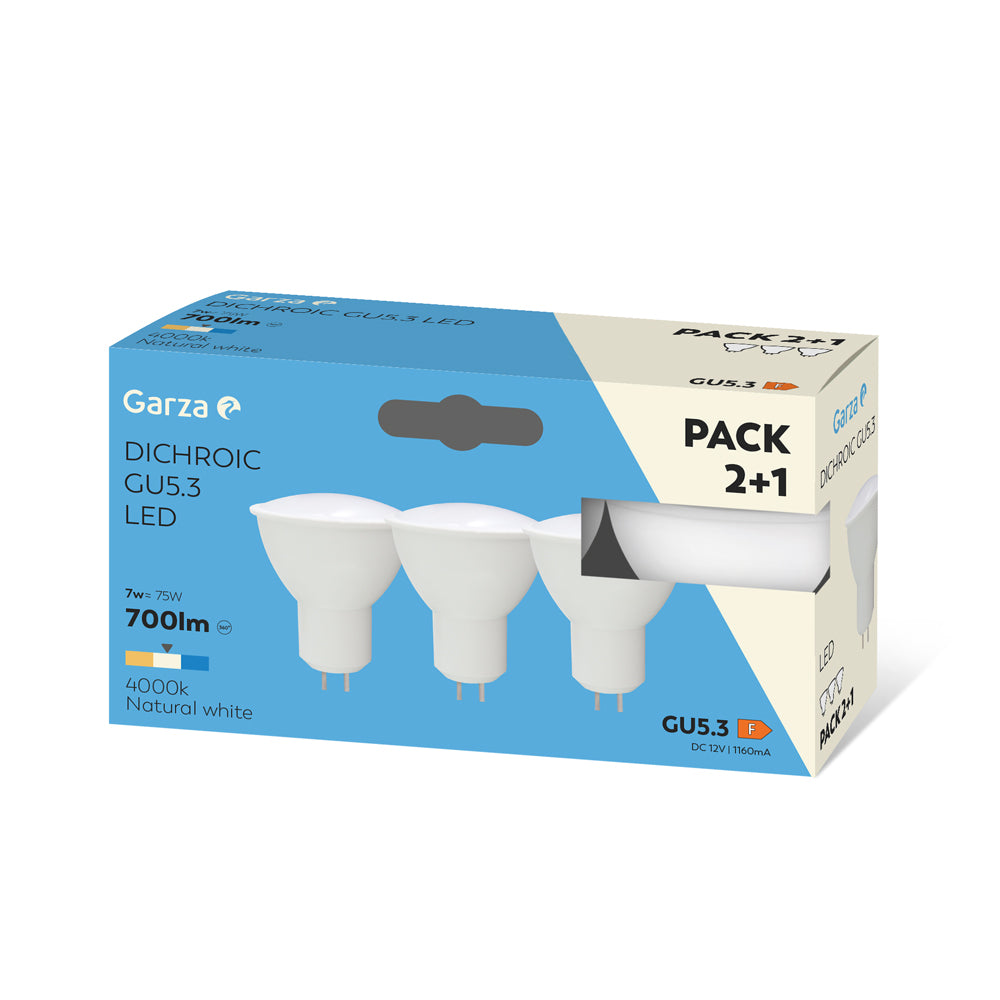 Bombilla Led SMD Dicroica GU5.3 (6) & Bombilla Led SMD Dicroica GU5.3 12V 7W 700 lúmenes, Pack 2+1