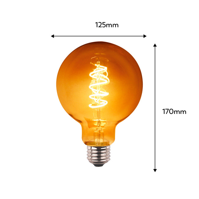 Bombilla Led Filamento Espiral G125 E27 Regulable - Características