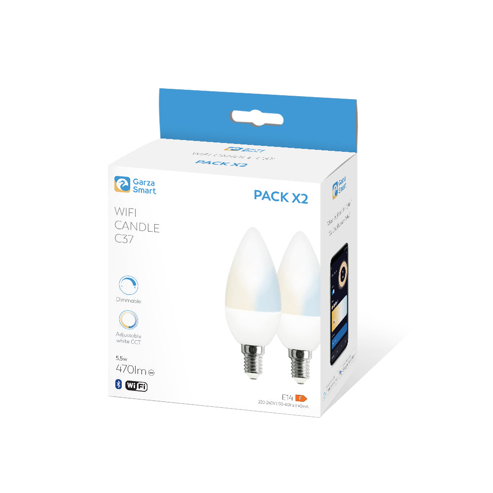 Bombilla Wifi Vela Cct Regulable E14 (2) & Bombilla LED WiFi Vela E14 Blanco regulable
