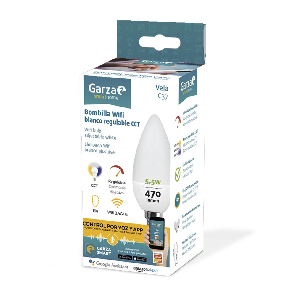 Bombilla Wifi Vela Cct Regulable E14 (5) & Bombilla Wifi  Vela E14, 5.5W | 470 Lúmenes, CCT, 1 ud