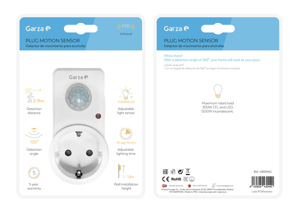 Detector De Movimiento Infrarrojo Con Enchufe 120º - Lifestyle