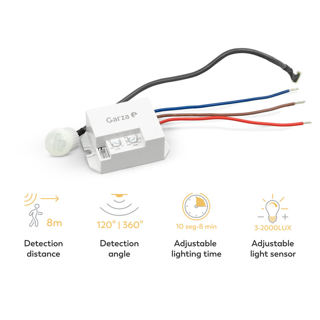 Detector De Movimiento Infrarrojo Integrable 360° - Características