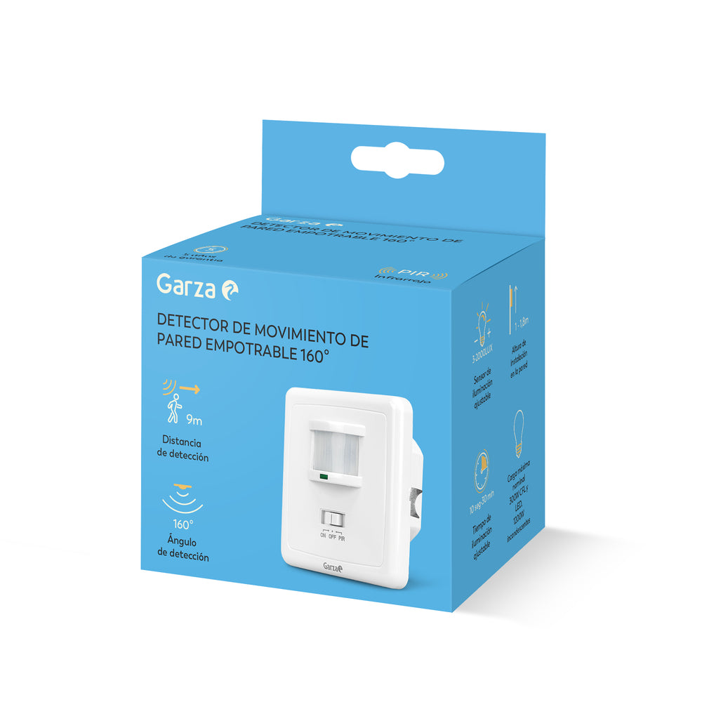 Detector De Movimiento Infrarrojo De Pared Empotrable 160º