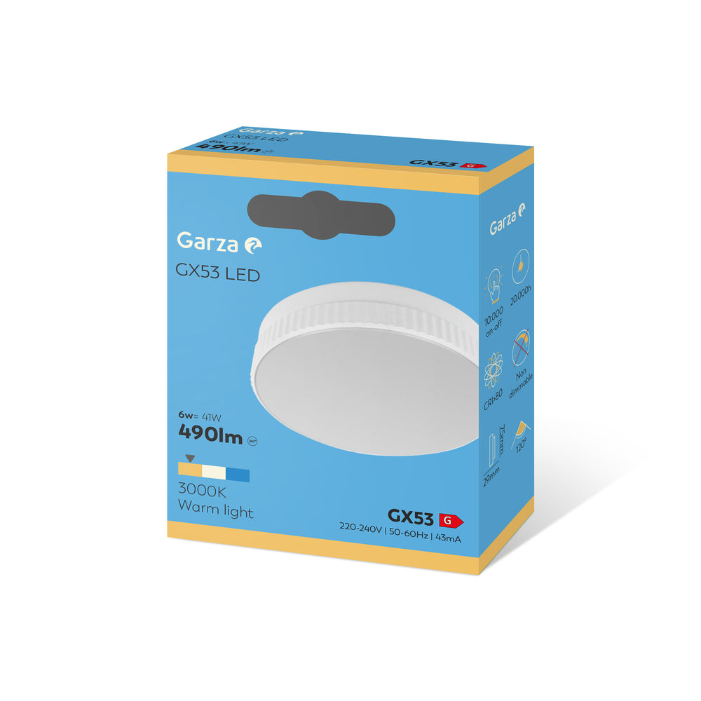 Bombilla Led GX53 & Bombilla  Led Gx53, 6W, 490 Lúmenes, 3000K, 1Und.