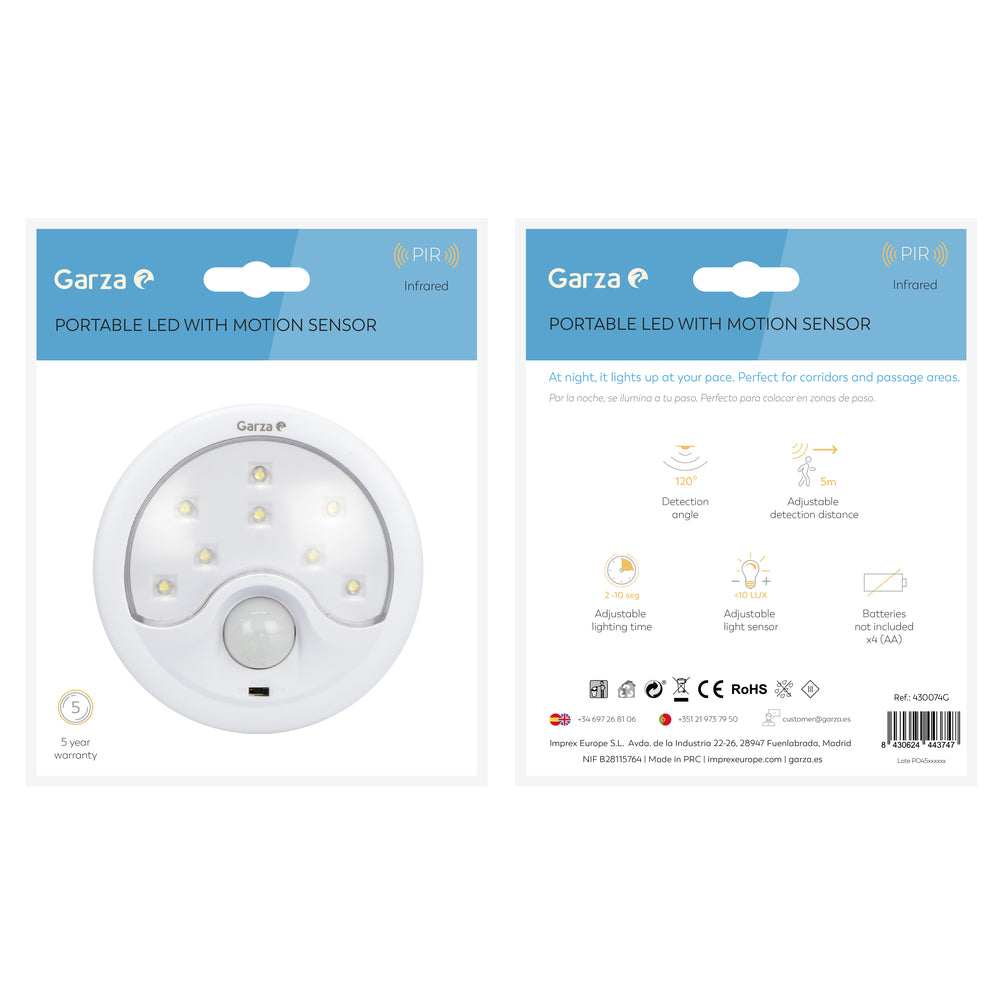 Detector De Movimiento Ir Portátil Con Luz