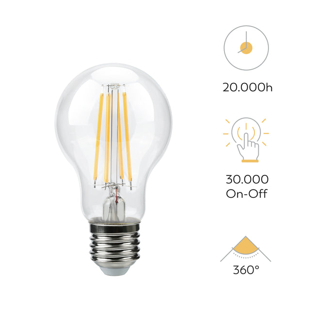 Bombilla Led Filamento Clear Estándar A60 E27 - Características