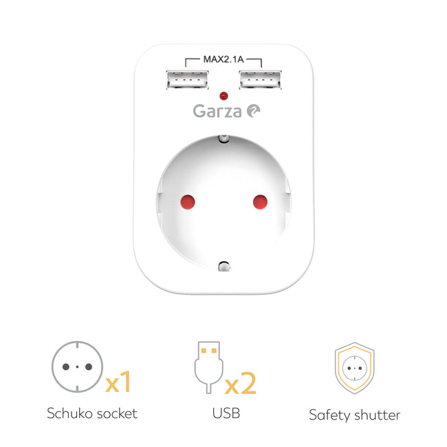 Adaptador Con 1 Toma Schuko + 2 Puertos Usb - Características
