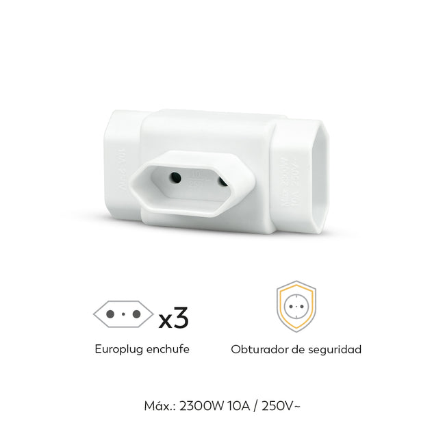 Adaptador De Enchufe Europlug De Pared Triple Frontal - Características
