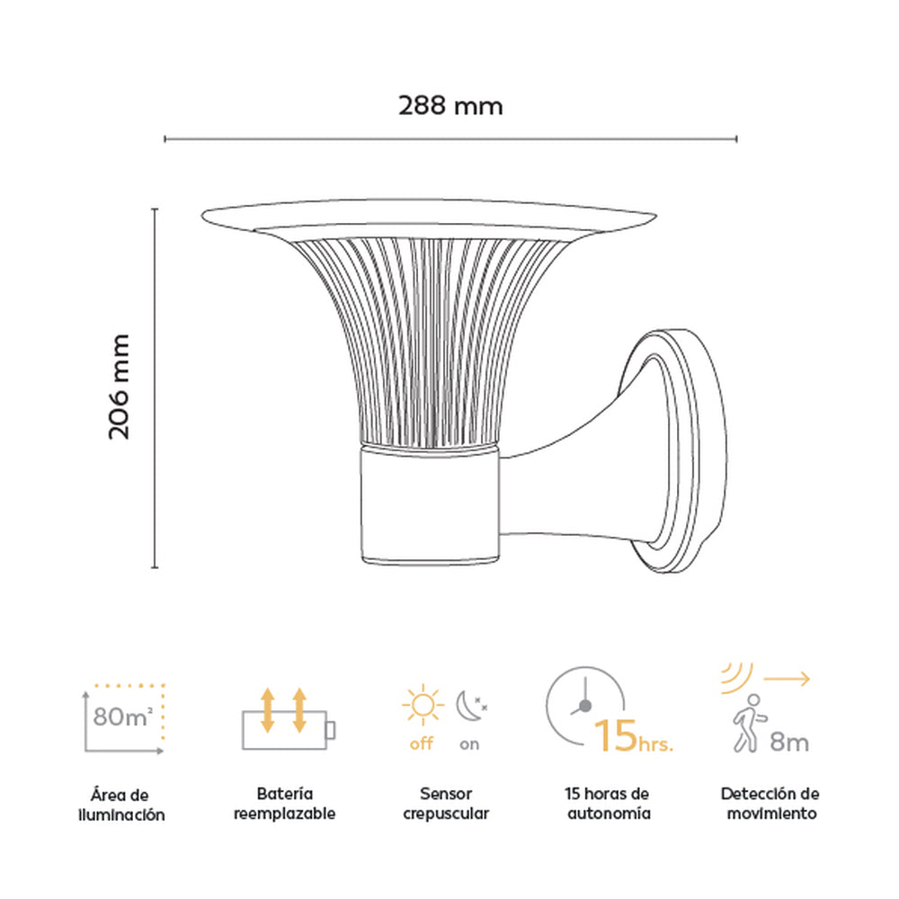 Aplique solar Goliat con iluminación exterior 360º  de alta calidad (2)