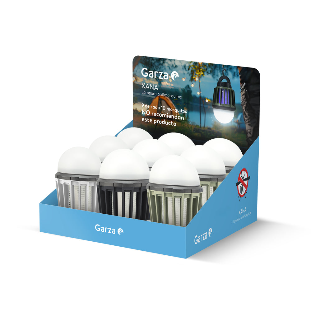 Lámpara antiinsectos 2en1 Xana para camping, con luz ultravioleta + luz LED regulable