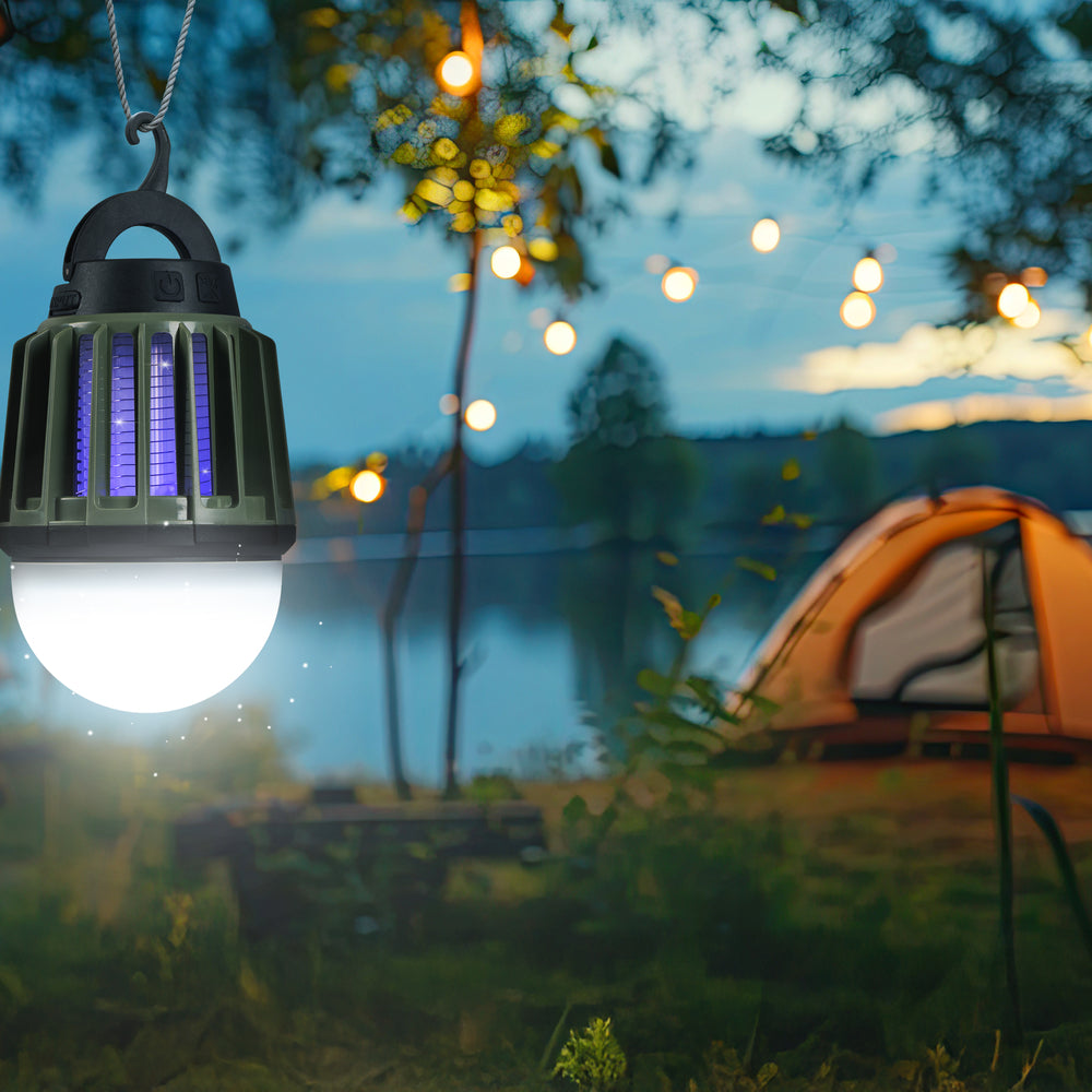 Lámpara antiinsectos 2en1 Xana para camping, con luz ultravioleta + luz LED regulable (7)