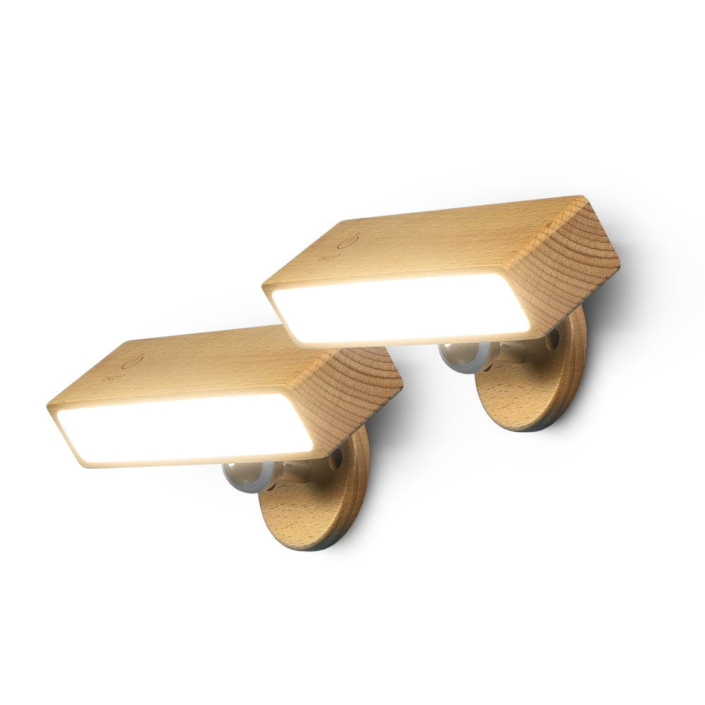 Aplique LED portátil Vega madera & Aplique LED portátil sin cables Vega madera 1+1