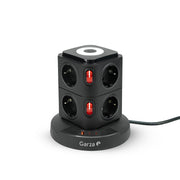 Regleta torre sobremesa con 8 tomas Schuko, 1 USB-A QC3.0 y 2 USB-C carga rápida PD20W