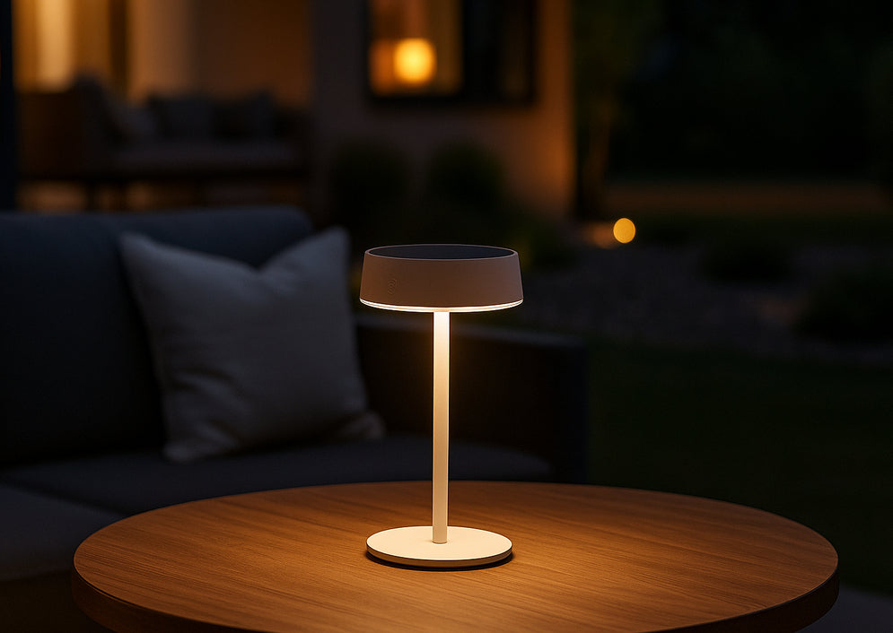 Lámpara solar de mesa Vera con carga híbrida - Lifestyle