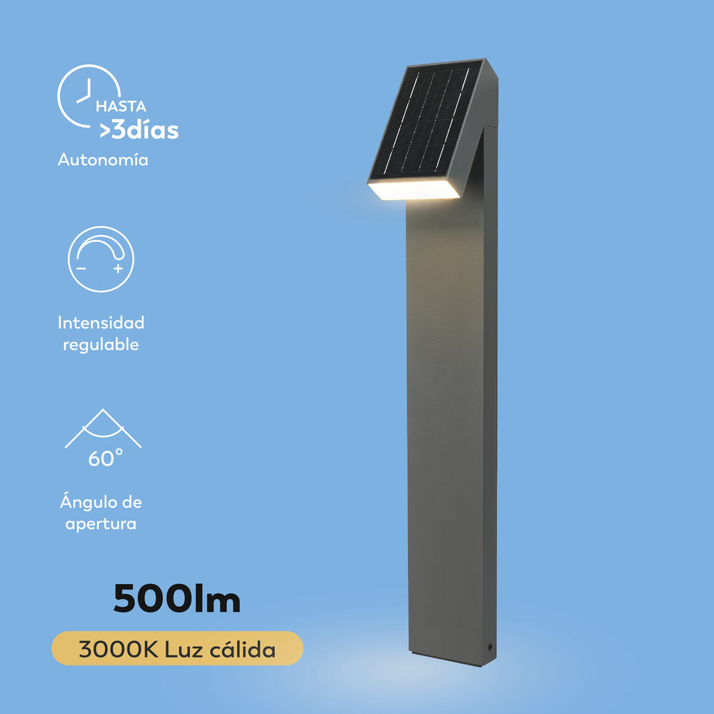 Poste solar premium Lyra 500 lm, autonomía hasta tres días nublados (3)