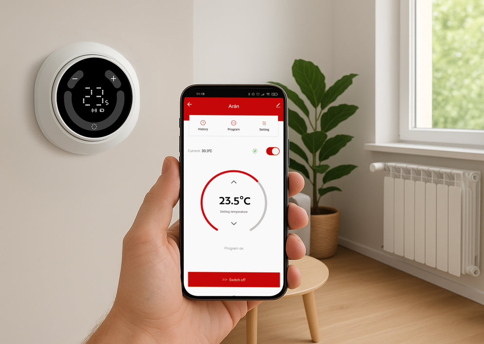 Cabezal termostático TRV WiFi Arán para radiadores y calefacción central - Lifestyle