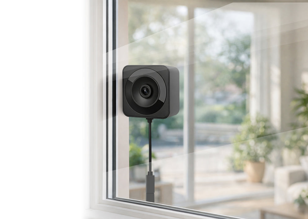 Vesper - Cámara de Vigilancia WiFi para Ventana con Reloj Digital - Lifestyle
